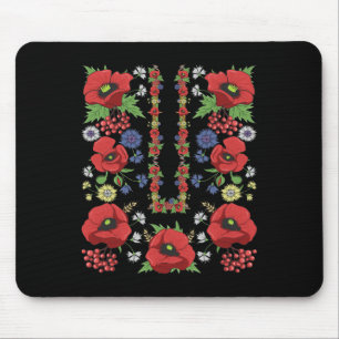 Alfombrilla De Ratón Camiseta Roja Amapolas Ucrania Flor Vyshyva ucrani