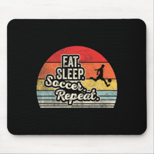 Alfombrilla De Ratón Camiseta Vintage Retro Come Duerme Fútbol Repite