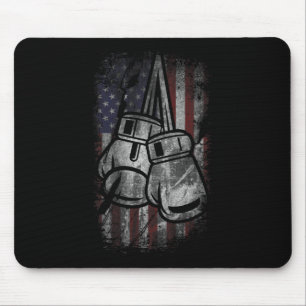 Alfombrilla De Ratón Camisetas de boxeo con bandera americana para homb