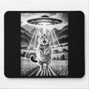 Alfombrilla De Ratón Camisetas Divertidas De Gatos Ovni Abducción Alien