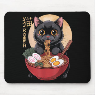 Alfombrilla De Ratón Camisetas divertidas gráficas de ramen de gato jap