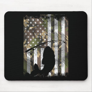 Alfombrilla De Ratón Camo Bandera Americana Pescado Pesca Patriótico Re