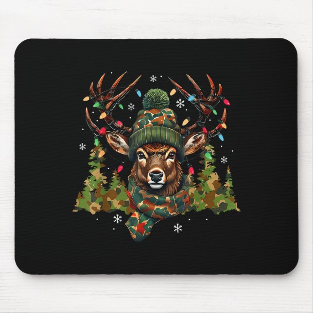 Alfombrilla De Ratón Camo Hunting Reindeer Deer Xmas Lights Christmas H (Frente)