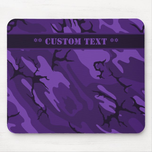 Alfombrilla De Ratón Camo morado oscuro con título Personalizado (Frente)