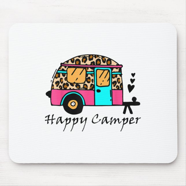 Alfombrilla De Ratón Camper Happy Summer Camp Camping Leopard Funny Gla (Frente)