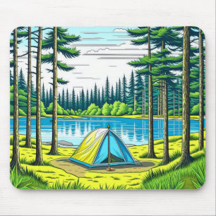 Alfombrilla De Ratón Camping natural de carpas temáticas en los bosques