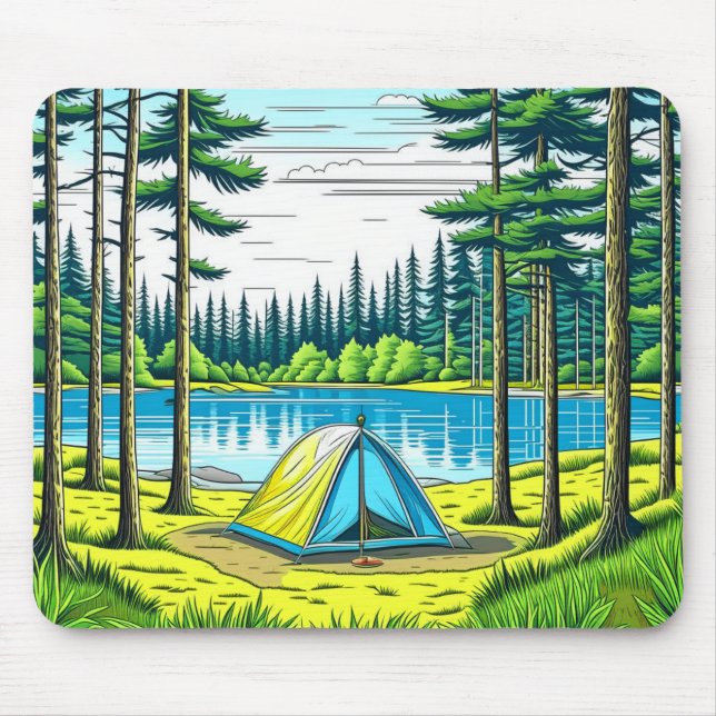 Alfombrilla De Ratón Camping natural de carpas temáticas en los bosques (Frente)