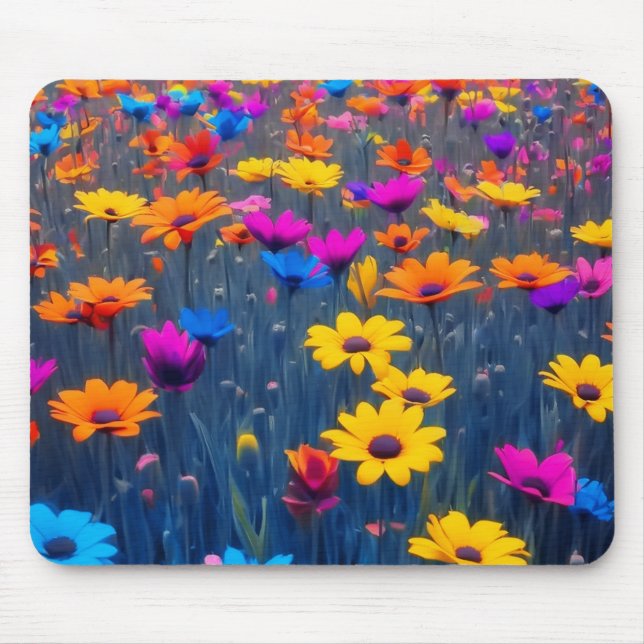 Alfombrilla De Ratón Campo Colorido De Flores (Frente)