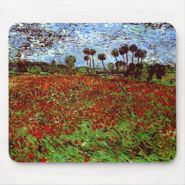 Alfombrilla De Ratón Campo con Coppies Van Gogh Bella Artes (Frente)