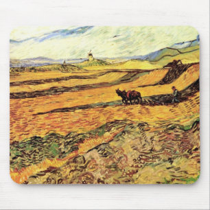 Alfombrilla De Ratón Campo con Labrador y Molino por Vincent van Gogh