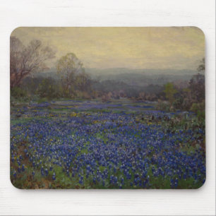 Alfombrilla De Ratón Campo de Flores de Red Azul (Paisaje Rural)