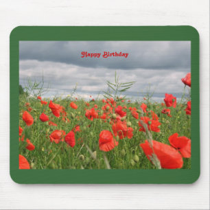 Alfombrilla De Ratón Campo de flores "Feliz cumpleaños" Mousepad