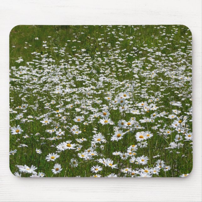 Alfombrilla De Ratón Campo de flores silvestres de Daisies Alaskan (Frente)