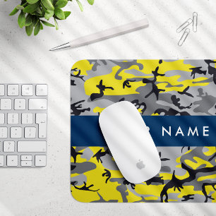Alfombrilla De Ratón Camuflaje amarillo y gris Tu nombre personaliza