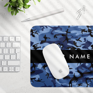 Alfombrilla De Ratón Camuflaje Azul Marino Personaliza tu nombre