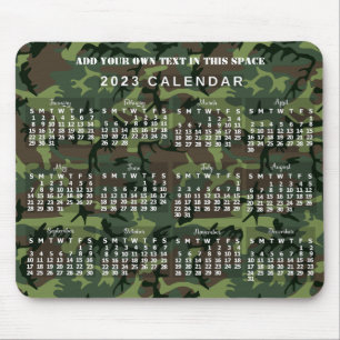 Alfombrilla De Ratón Camuflaje del calendario mensual 2023 Camo Verde