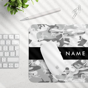 Alfombrilla De Ratón Camuflaje gris de nieve en invierno Tu nombre pers