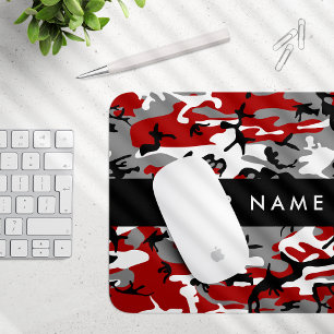 Alfombrilla De Ratón Camuflaje rojo y gris Tu nombre Personaliza