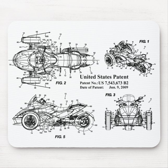 Alfombrilla De Ratón Can Am Spyder, US Patent Application Mousepad (Frente)