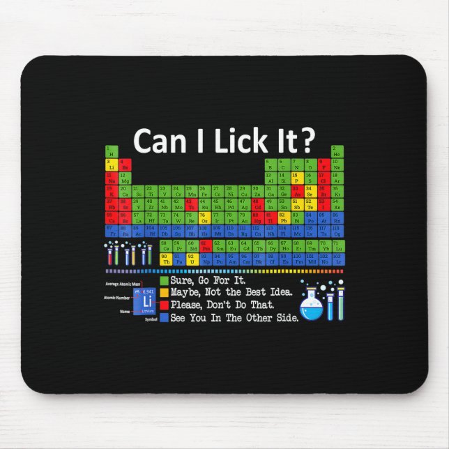 Alfombrilla De Ratón Can I Lick It Periodic Table Chart Science Teacher (Frente)