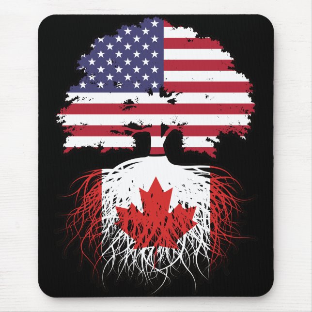 Alfombrilla De Ratón Canadá Canadá American USA Tree Roots Flag Bandera (Frente)