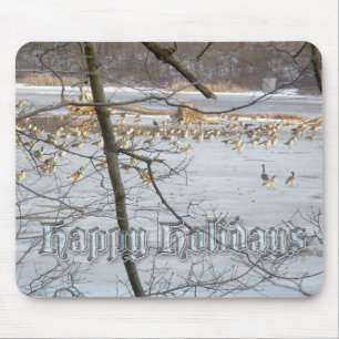 Alfombrilla De Ratón Canadá Geese Happy Holidays Mousepad