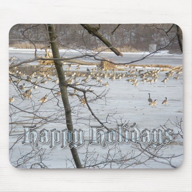 Alfombrilla De Ratón Canadá Geese Happy Holidays Mousepad (Frente)