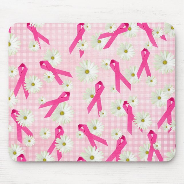 Alfombrilla De Ratón Cáncer de mama Cintas rosadas de sensibilización (Frente)