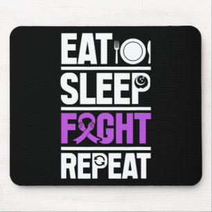 Alfombrilla De Ratón Cáncer Pancreático Eat Sleep Fight Purple Ribbon