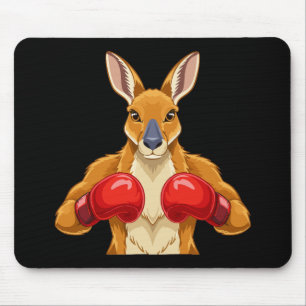 Alfombrilla De Ratón Canguro animado con guantes de boxeo rojos