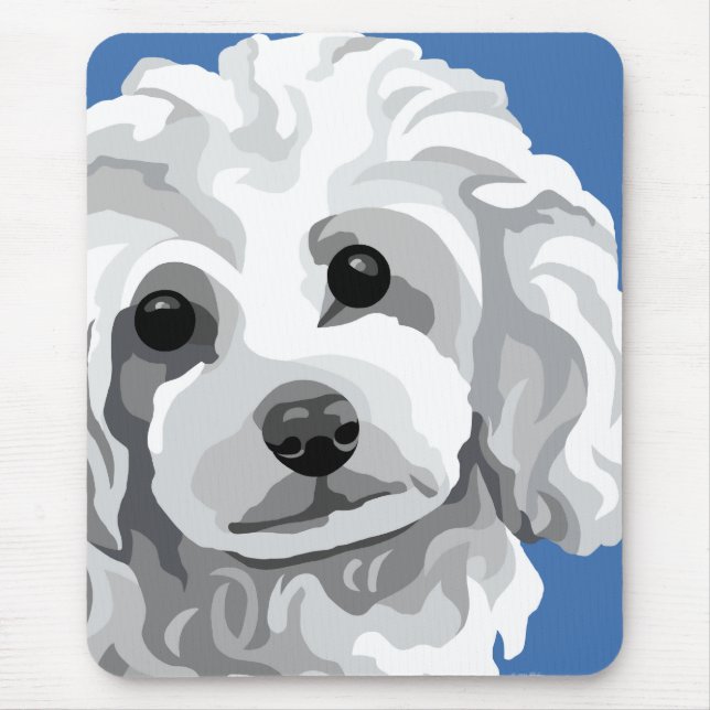 Alfombrilla De Ratón Caniche Blanco (Frente)