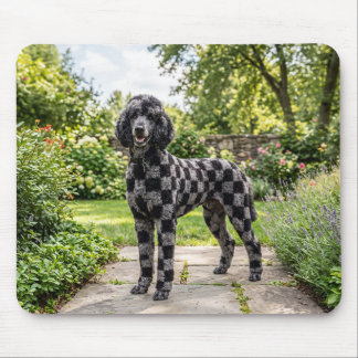 Alfombrilla De Ratón Caniche de cuadros negro y gris