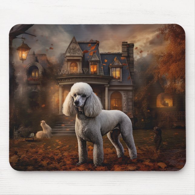 Alfombrilla De Ratón Caniche de Halloween Espantoso (Frente)