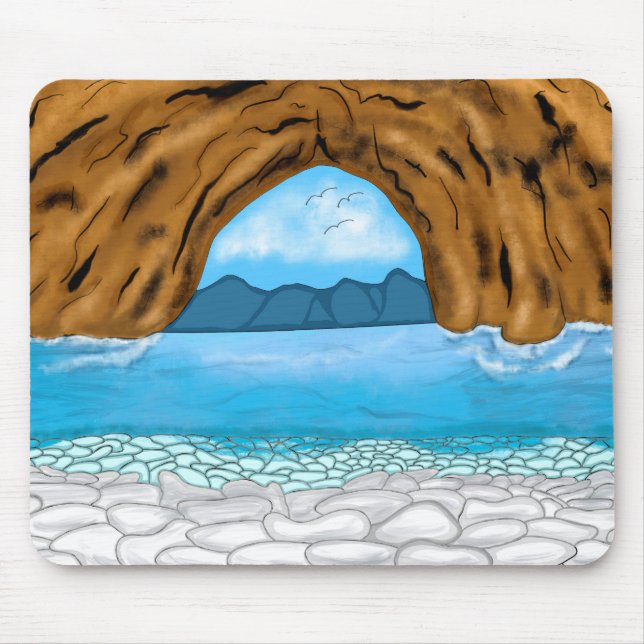 Alfombrilla De Ratón Cañón de las Montañas Oceánicas Aves Nubes Arte (Frente)
