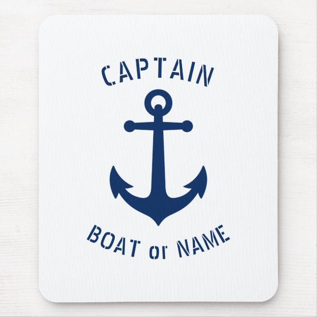 Alfombrilla De Ratón Capitán de Ancla Vintage náutico (Frente)