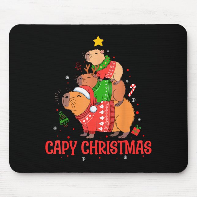 Alfombrilla De Ratón Cappy Holidays Capybara Christmas Cute Capy Xmas T (Frente)
