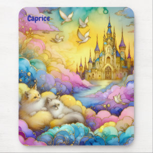 Alfombrilla De Ratón CAPRICE ~Crystal Castle Clouds Kittens ~ Mousepad