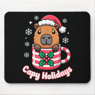 Alfombrilla De Ratón Capy Vacaciones Cute Capybara Navidad Sombrero de