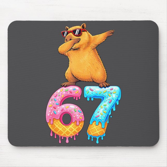 Alfombrilla De Ratón Capybara Dabbing 67 Ice Cream Drip 67 Birthday Boy (Frente)