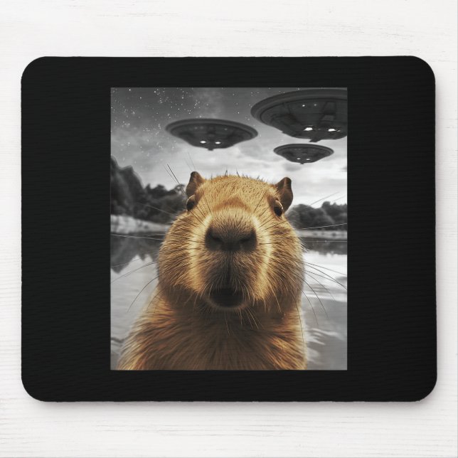 Alfombrilla De Ratón Capybara Selfie Graciosa Navidad Capibara gráfico  (Frente)