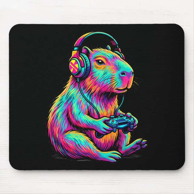 Alfombrilla De Ratón Capybara Video Games Gamer Funny Gaming Graphic Ki (Frente)