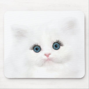 Alfombrilla De Ratón Cara blanca de gatito