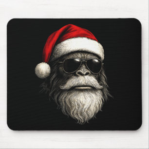 Alfombrilla De Ratón Cara de Bigfoot Gafas de sol Papá Noel Navidad Div