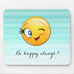 Alfombrilla De Ratón Cara de Emoji guiñando adorable - Sé feliz siempre