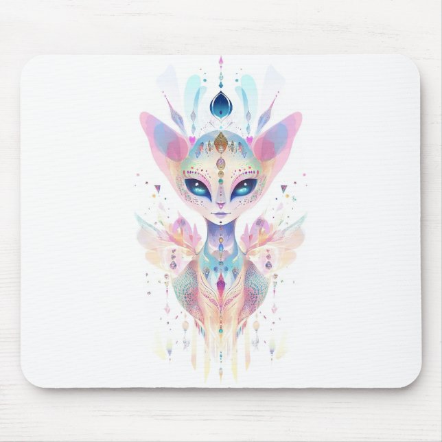 Alfombrilla De Ratón Cara de gato alienígena (Frente)