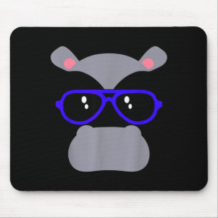 Alfombrilla De Ratón Cara de hipopótamo pestañas gafas divertido hallow
