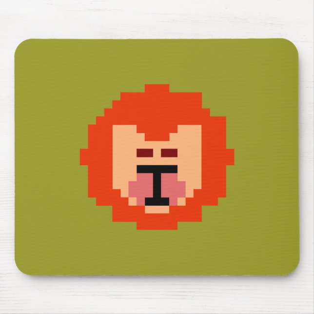 Alfombrilla De Ratón Cara de león con pixeles finos (Frente)