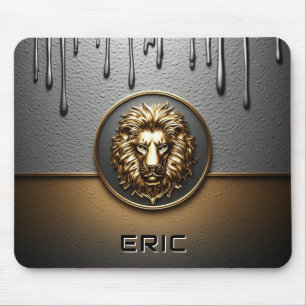 Alfombrilla De Ratón Cara de León Dorado con Metal Goteante 🦁
