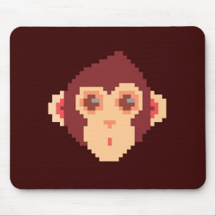 Alfombrilla De Ratón Cara de mono pixelada linda