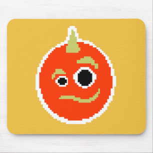 Alfombrilla De Ratón Cara de monstruo naranja pixelada linda